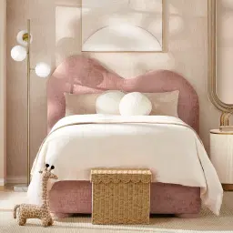 Poppy Dusty Pink Chenille Fabric King Single Bed