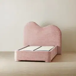 Poppy Dusty Pink Chenille Fabric King Single Bed