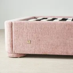 Poppy Dusty Pink Chenille Fabric King Single Bed