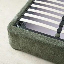 Poppy Green Chenille Fabric King Single Bed