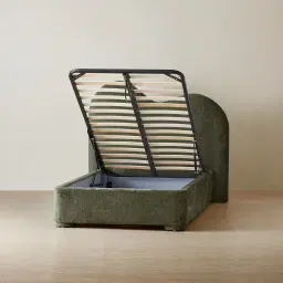 Poppy Green Chenille Fabric King Single Bed