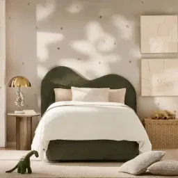 Poppy Green Chenille Fabric King Single Bed