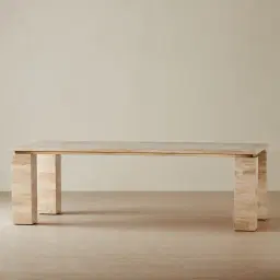 Monolith Natural Cream Travertine Dining Table