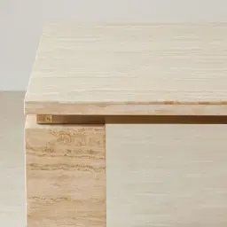 Monolith Natural Cream Travertine Dining Table