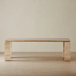 Monolith Natural Cream Travertine Dining Table