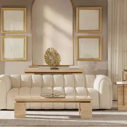 Monolith Natural Cream Travertine Console Table