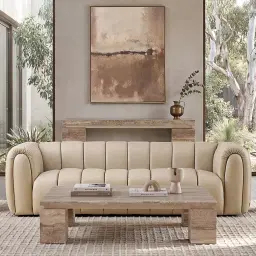 Monolith Natural Silver-Grey Travertine Console Table