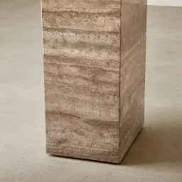 Monolith Natural Silver-Grey Travertine Console Table