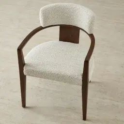 Lila Stone Cream Fabric Dining Chair - Toffee Brown Ash Veneer Legs