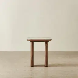 Sierra Walnut Brown Side Table - Sintered Stone Top