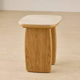 Sierra Light Wood Side Table - Sintered Stone Top