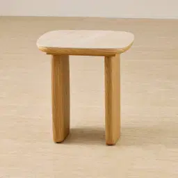 Sierra Light Wood Side Table - Sintered Stone Top