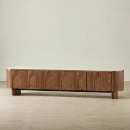 Sierra Walnut Brown Entertainment Unit - Sintered Stone Top