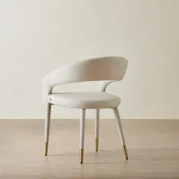 Moulin Glacier Grey Vegan Leather Dining Chair - Champagne Gold Legs