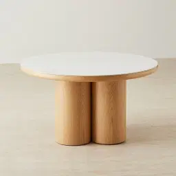 Terzetto Kids White Sintered Stone Play Table - Light Oak Veneer Legs