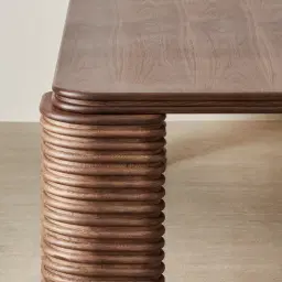 Ophelia Smoky Walnut Veneer Curved Dining Table
