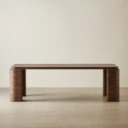 Ophelia Smoky Walnut Veneer Curved Dining Table