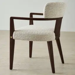 Lila Stone Cream Fabric Dining Chair - Ebony Brown Wooden Legs