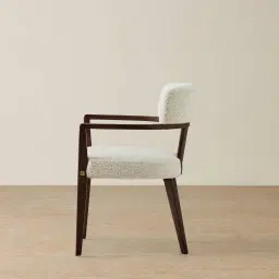 Lila Stone Cream Fabric Dining Chair - Ebony Brown Wooden Legs