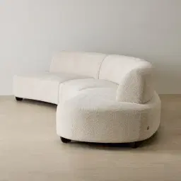 Celestine II Stone Cream Woven Fabric Curved Corner Sofa