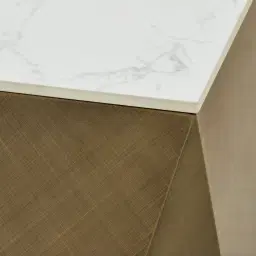 Vania Brushed Bronze Side Table with Statuario White Sintered Stone Top