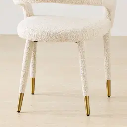 Moulin Stone Cream Woven Fabric Dining Chair - Champagne Gold Legs