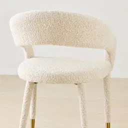 Moulin Stone Cream Woven Fabric Dining Chair - Champagne Gold Legs
