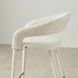 Moulin Stone Cream Woven Fabric 66cm Counter Stool - Champagne Gold Legs