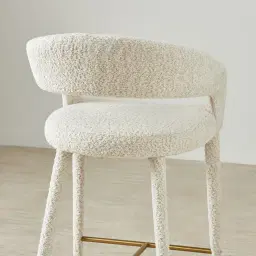 Moulin Stone Cream Woven Fabric 66cm Counter Stool - Champagne Gold Legs