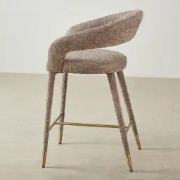 Moulin Warm Taupe Woven Fabric 66cm Counter Stool - Champagne Gold Legs