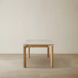 Portobello Pandora Brown Sintered Stone Top Dining Table - Light Brown Ash Legs 160x90cm