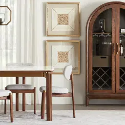 Portobello Pandora Brown Sintered Stone Top Dining Table - Light Brown Ash Legs 160x90cm