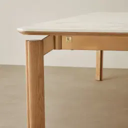 Portobello Pandora Brown Sintered Stone Top Dining Table - Light Brown Ash Legs 200x100cm