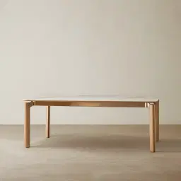 Portobello Pandora Brown Sintered Stone Top Dining Table - Light Brown Ash Legs 200x100cm