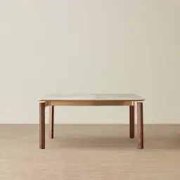 Portobello Pandora Brown Sintered Stone Top Dining Table - Toffee Brown Ash Legs 160x90cm