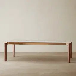 Portobello Pandora Brown Sintered Stone Top Dining Table - Toffee Brown Ash Legs 270x120cm