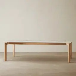 Portobello Pandora Brown Sintered Stone Top Dining Table - Light Brown Ash Legs 270x120cm