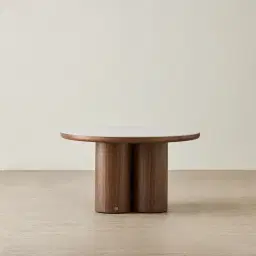 Terzetto Kids White Sintered Stone Play Table - Mocha Walnut Legs