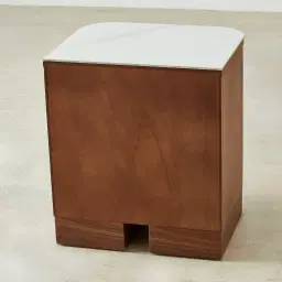 Terzetto Kids Mocha Walnut Bedside Table with White Sintered Stone Top