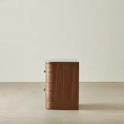 Terzetto Kids Mocha Walnut Bedside Table with White Sintered Stone Top