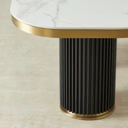 Archie Black Curved Rectangular Dining Table with Statuario White Sintered Stone Top - 160x90cm
