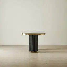 Archie Black Curved Rectangular Dining Table with Statuario White Sintered Stone Top - 160x90cm