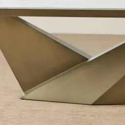 Vania Brushed Bronze Dining Table with Statuario White Sintered Stone Top - 268x118cm