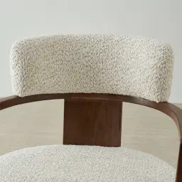 Lila Stone Cream Fabric Dining Chair - Amber Brown Wooden Legs