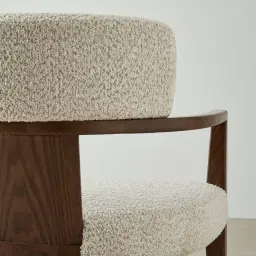 Lila Stone Cream Fabric Dining Chair - Amber Brown Wooden Legs