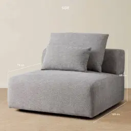 Riviera III Graphite Fabric Sofa - Armless Seat