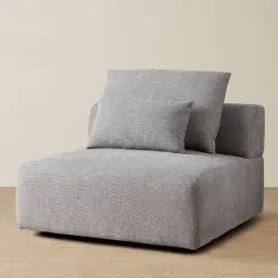 Riviera III Graphite Fabric Sofa - Armless Seat