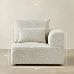 Riviera III Isabelline White Fabric Sofa - Right Seat