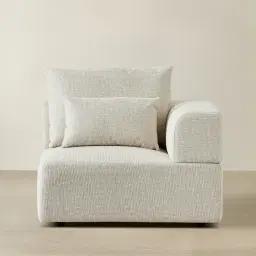 Riviera III Isabelline White Fabric Sofa - Right Seat