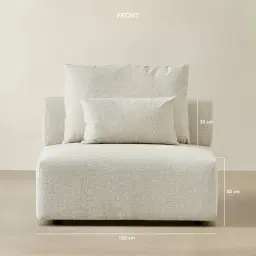 Riviera III Isabelline White Fabric Sofa - Armless Seat